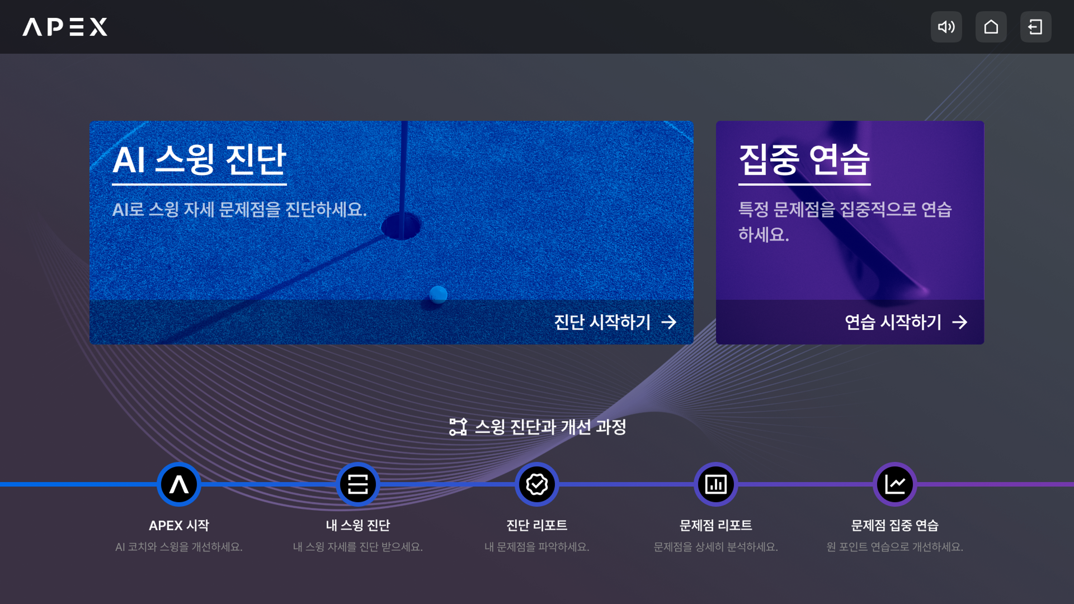 APEX AI 스윙 진단 및 집중 연습 화면